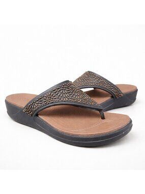 Crocs Monterey Diamante Women’s Brown Wedge Flip Flop Sandals Size 8